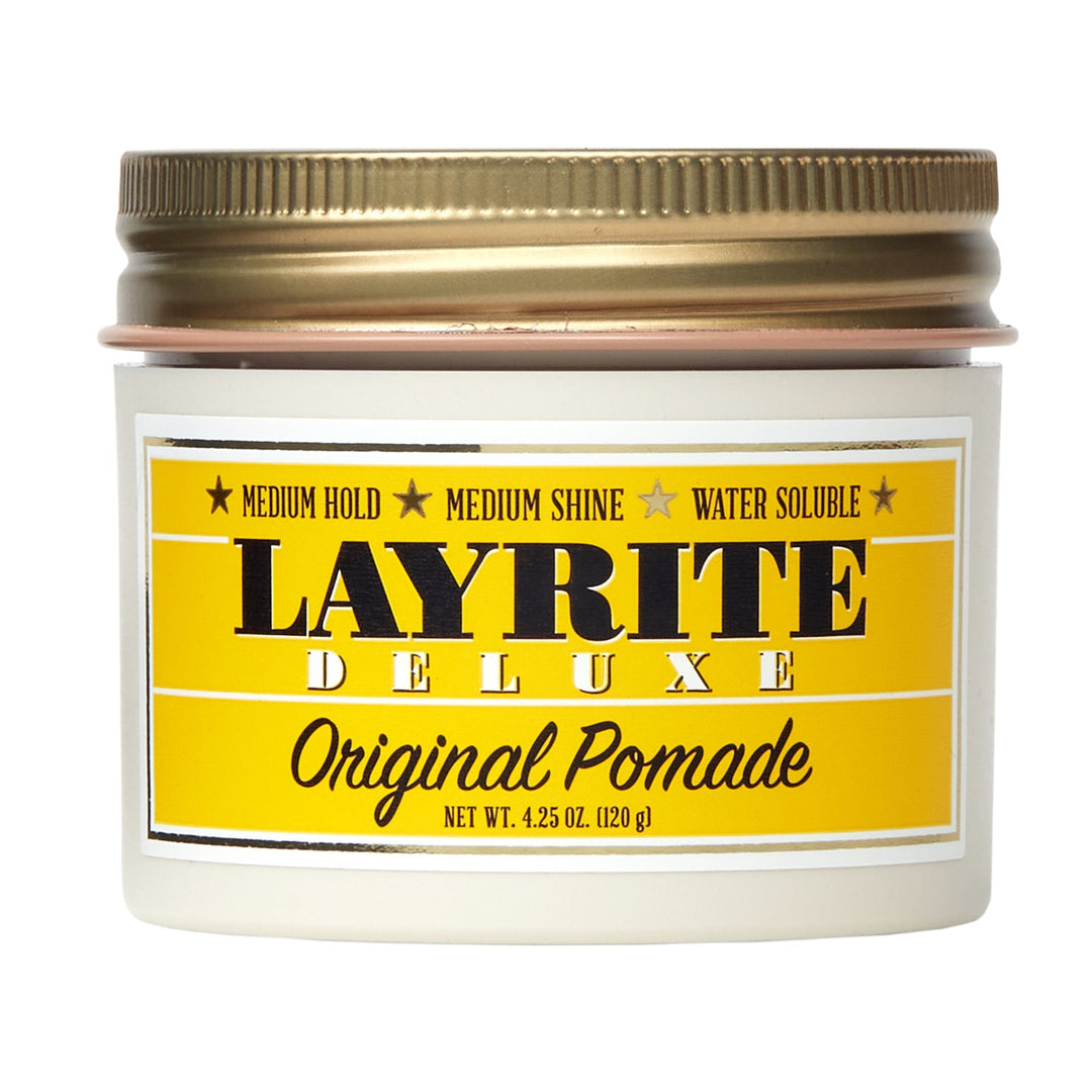 Layrite Original Pomade used in a barber guide to pomade, wax, clay and paste