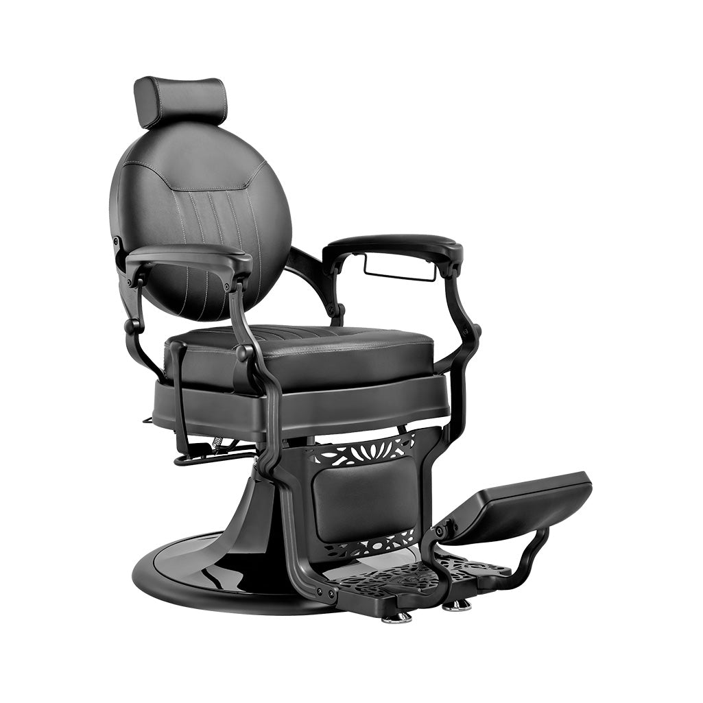 Professional black barber chair for salon and barbershop furnishing guide