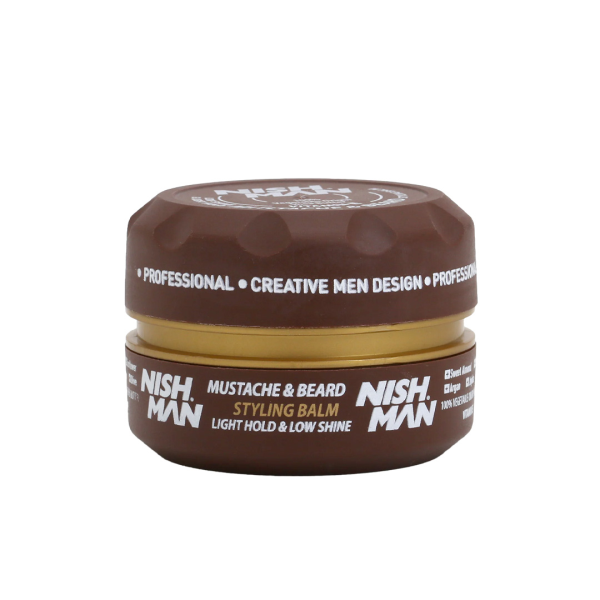 NISHMAN Professional Beard &amp; Mustache Styling Balm - 3.4 Fl Oz Light Hold
