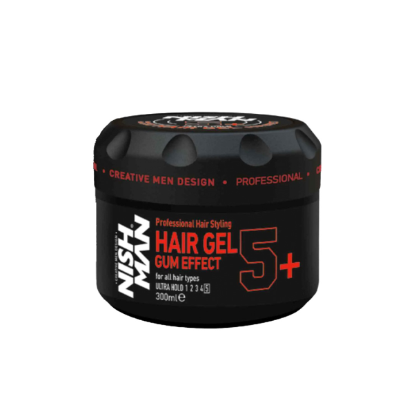 Nishman Ultra Hold Gummy Hair Gel 5+ for Strong, Long-Lasting Styles