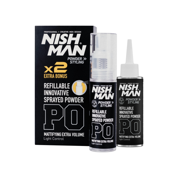 Nishman Refillable Hair Styling Powder: Volume, Matte Finish, 20g + 20g