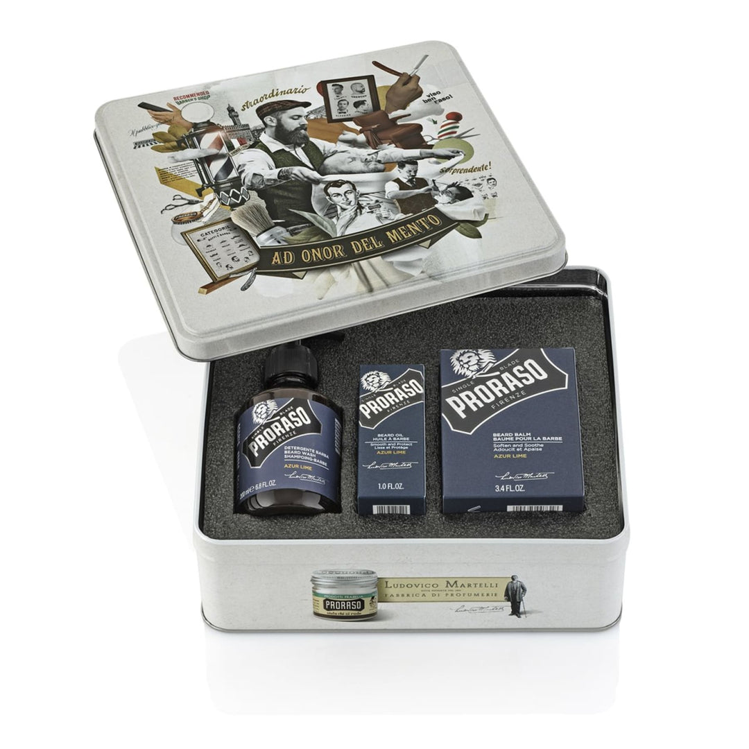 Cella Milano 1899 Proraso set beard kit Azur Lime in metal box collection