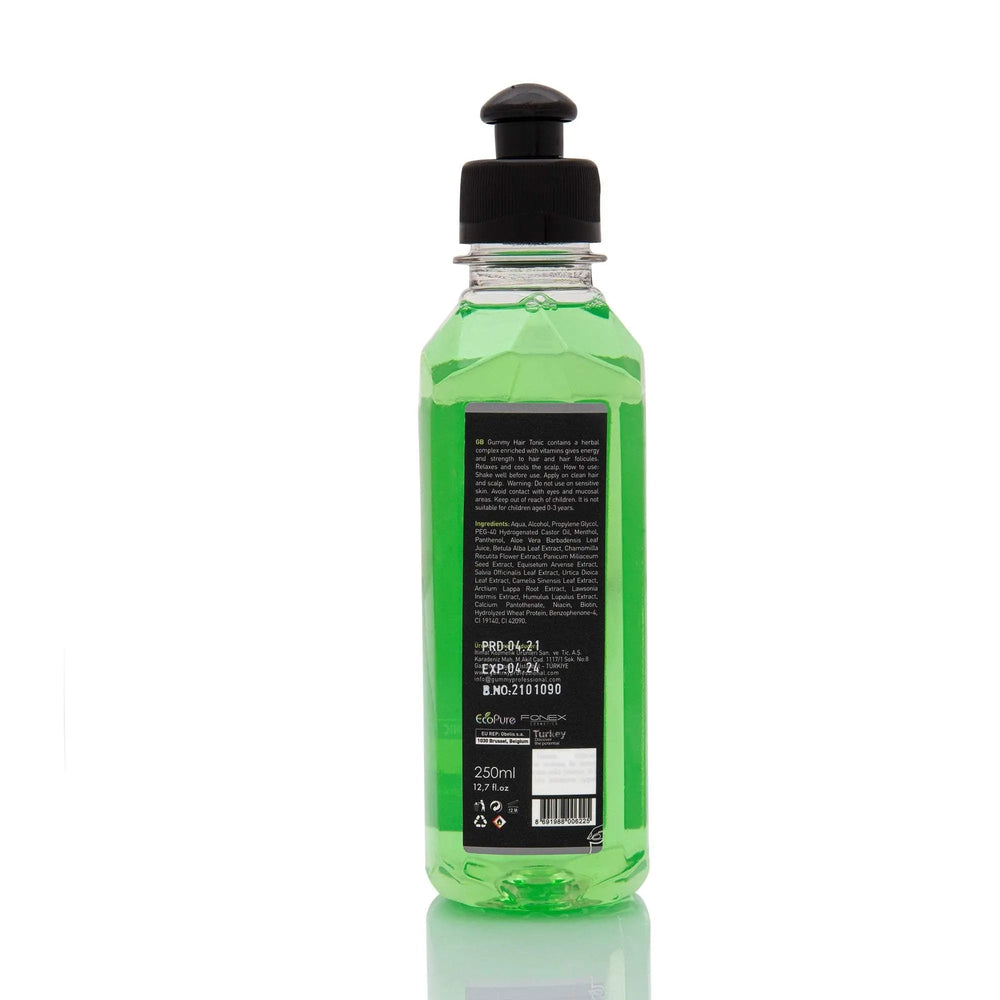 GUMMY HAAR TONIC 250 ML KRÄUTERWIE BENUTZT MAN:
Nach dem Shampoo auf saubere Kopfhaut auftragen. Stellen Sie sicher, dass Sie vor dem Gebrauch das Handtuchhaar ausführen. Arbeiten Sie als nächstesgummyOnKozmetikGUMMY HAAR TONIC