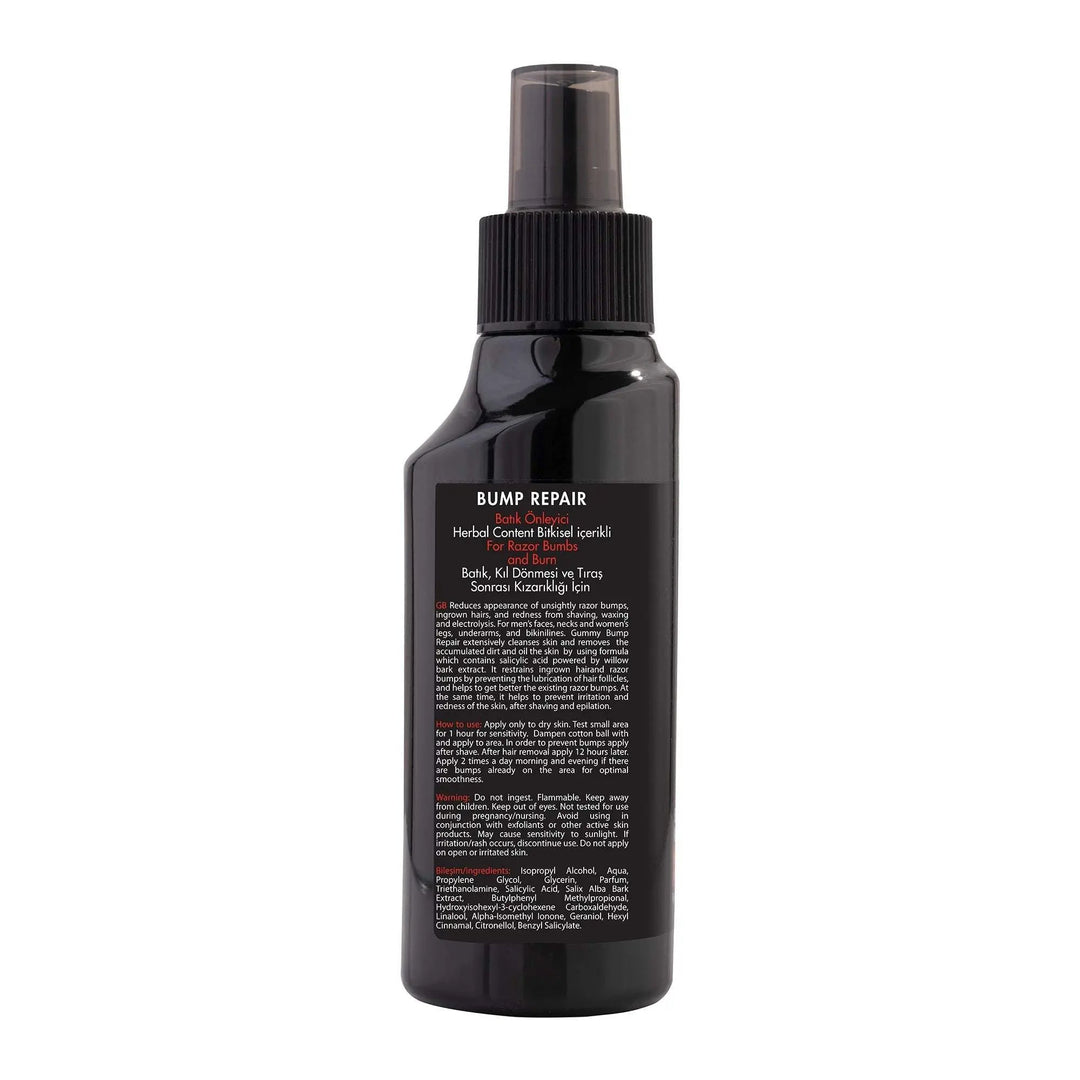 GUMMY BUMP REPAIR 100 MLPRODUKTBESCHREIBUNG:

Es bietet eine gute Geruchsverteilung durch seine Sprühdüse.
Rasiermesser und eingewachsenes Haar ist ein Hautproblem, das sowohl Frauen als augummyOnKozmetikGUMMY BUMP REPAIR