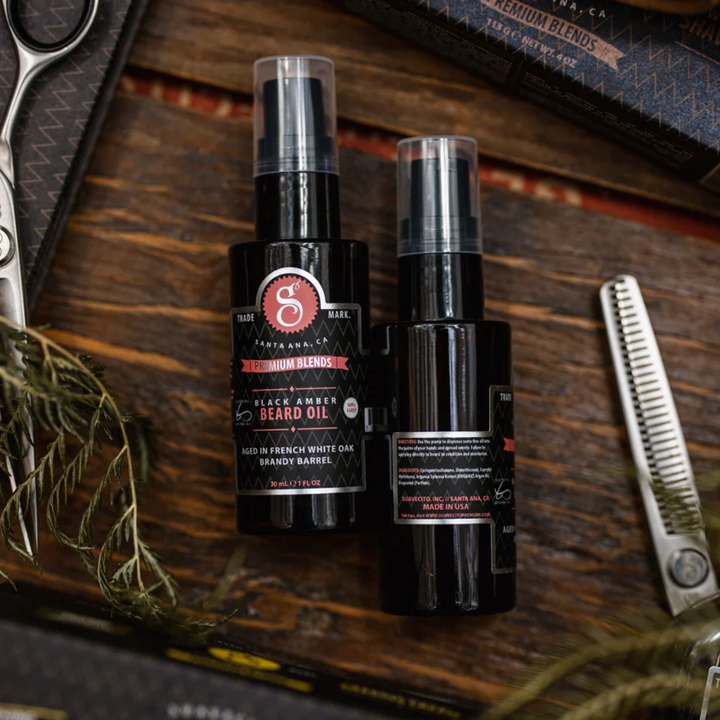 Suavecito Premium Black Amber Beard Oil: Organic Argan, Softens &amp; Tames Frizz