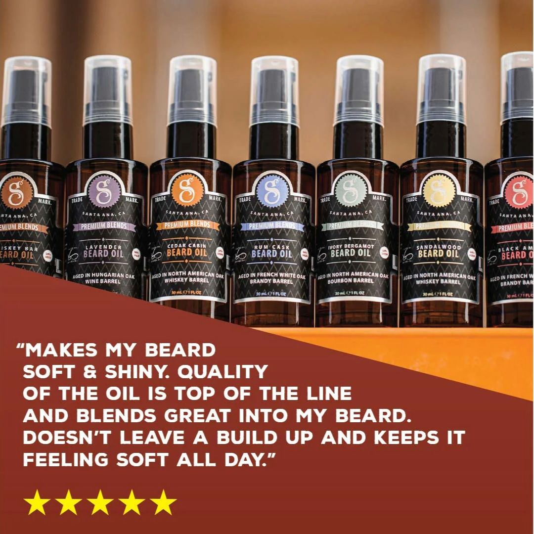 Suavecito Premium Black Amber Beard Oil: Organic Argan, Softens &amp; Tames Frizz