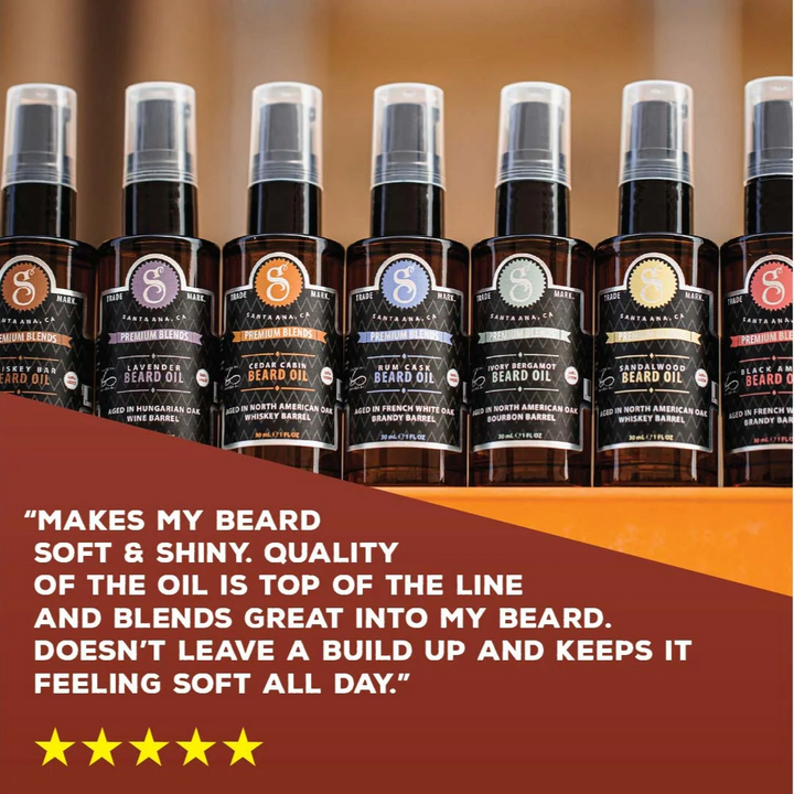 Suavecito Premium Black Amber Beard Oil: Organic Argan, Softens &amp; Tames Frizz