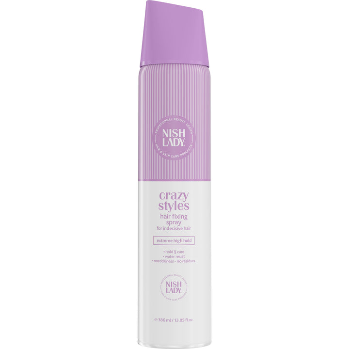 NishLady Crazy Styles Ultra Strong Hold Hairspray for All Hair Types 386ml