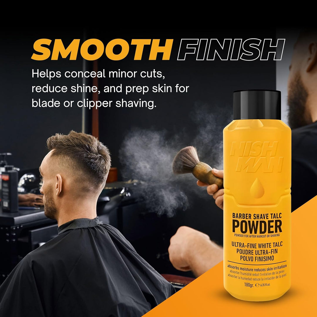 Nish Man Barber Shave Talc Powder 180g: Smooth, Fresh Skin Protection
