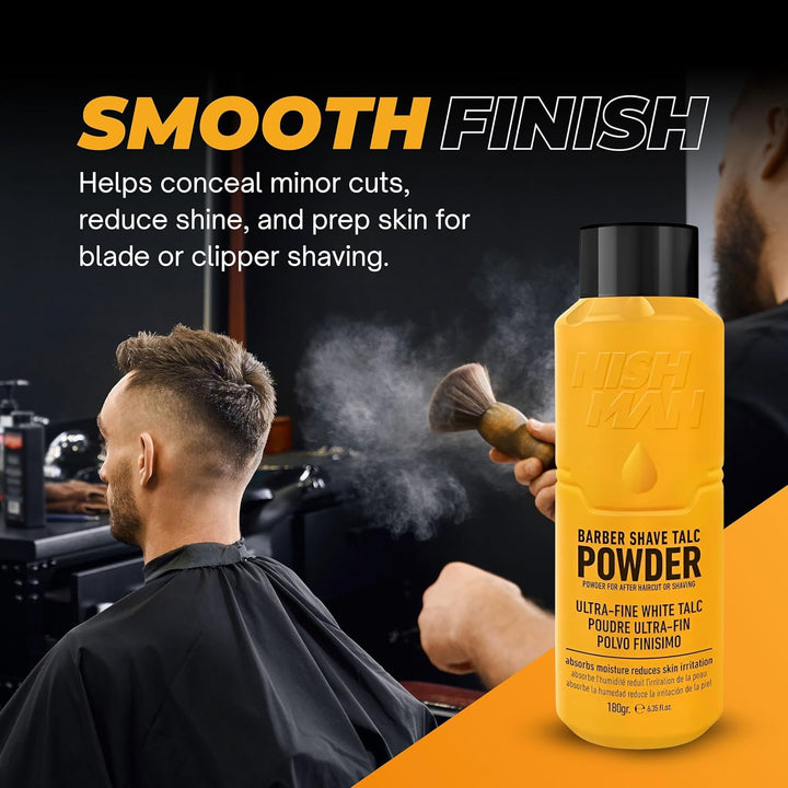 Nish Man Barber Shave Talc Powder 180g: Smooth, Fresh Skin Protection