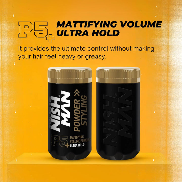 Nish Man P5 Ultra Hold Hair Styling Powder for Volume &amp; Matte Finish