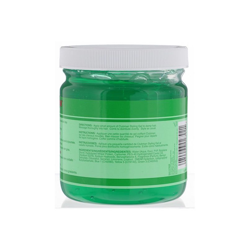 Clubman Pinaud Men's Strong Hold Styling Gel, Classic Formula, All-Day Control, 16 oz