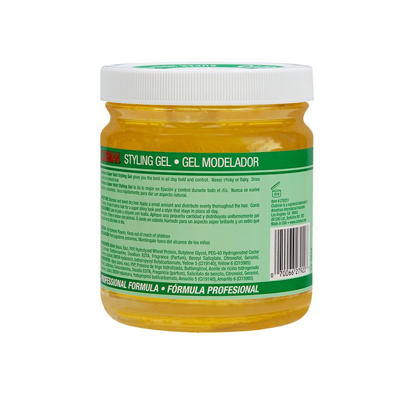 Clubman Pinaud Super Hold Styling Gel - Clear, Strong, Flake-Free Hair Control
