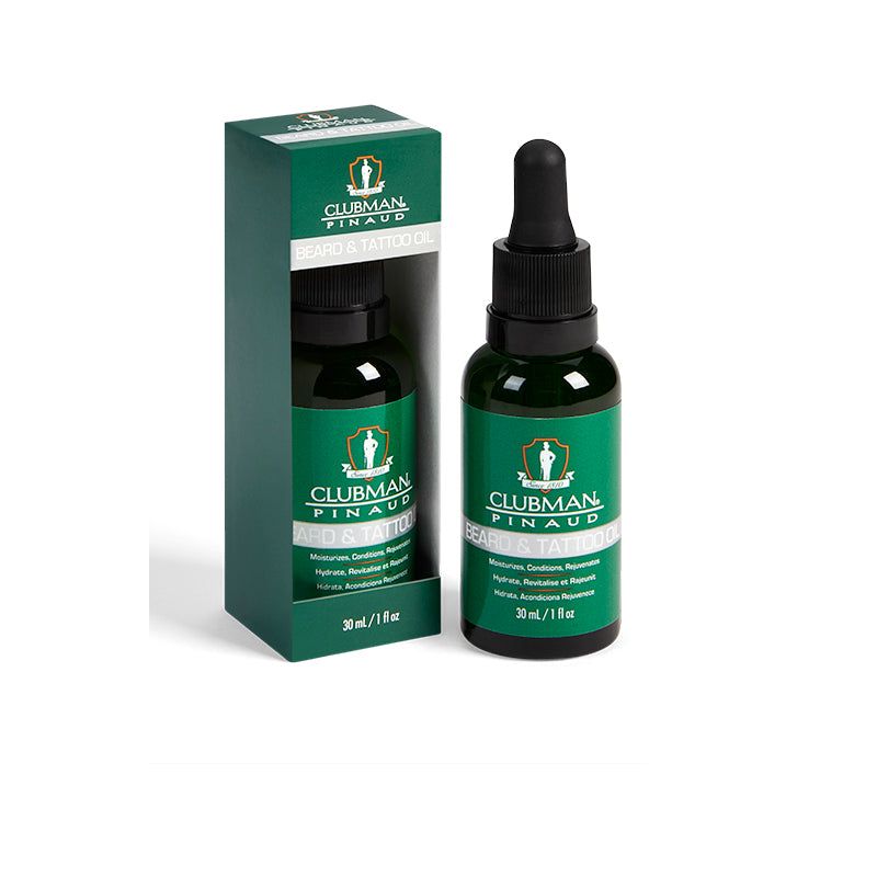 Clubman Pinaud Premium Beard & Tattoo Oil: Hydrates, Conditions, Rejuvenates for Men