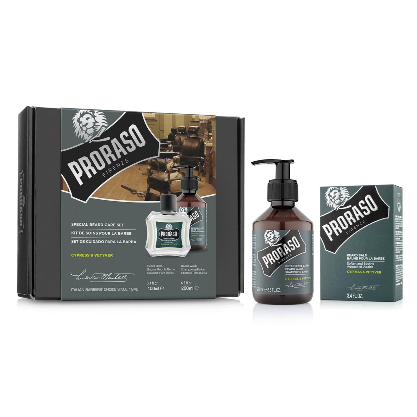 Proraso Gift Set Duo Cypress & Vetiver Beard Balm + Wash