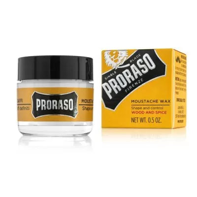 Proraso Wood &amp; Spice Moustache Wax: Soft Natural Hold with Cedar Citrus Scent 0.5 fl oz