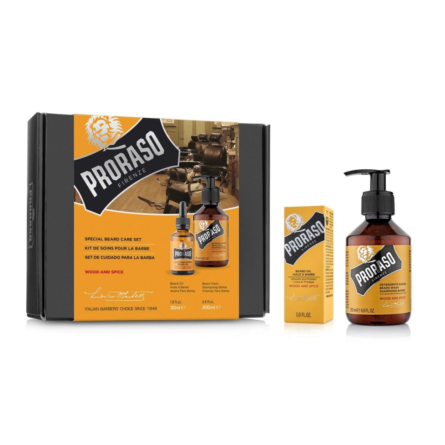 Proraso Gift Set Duo Wood & Spice Beard Oil + Wash