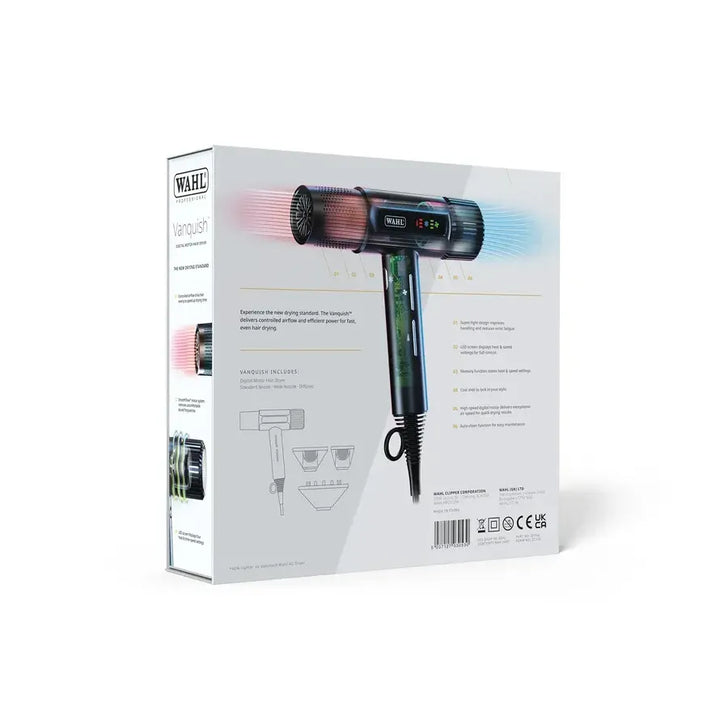 Wahl Vanquish Professional Digital Motor Hairdryer: Fast, Quiet, Lightweight with LED Display